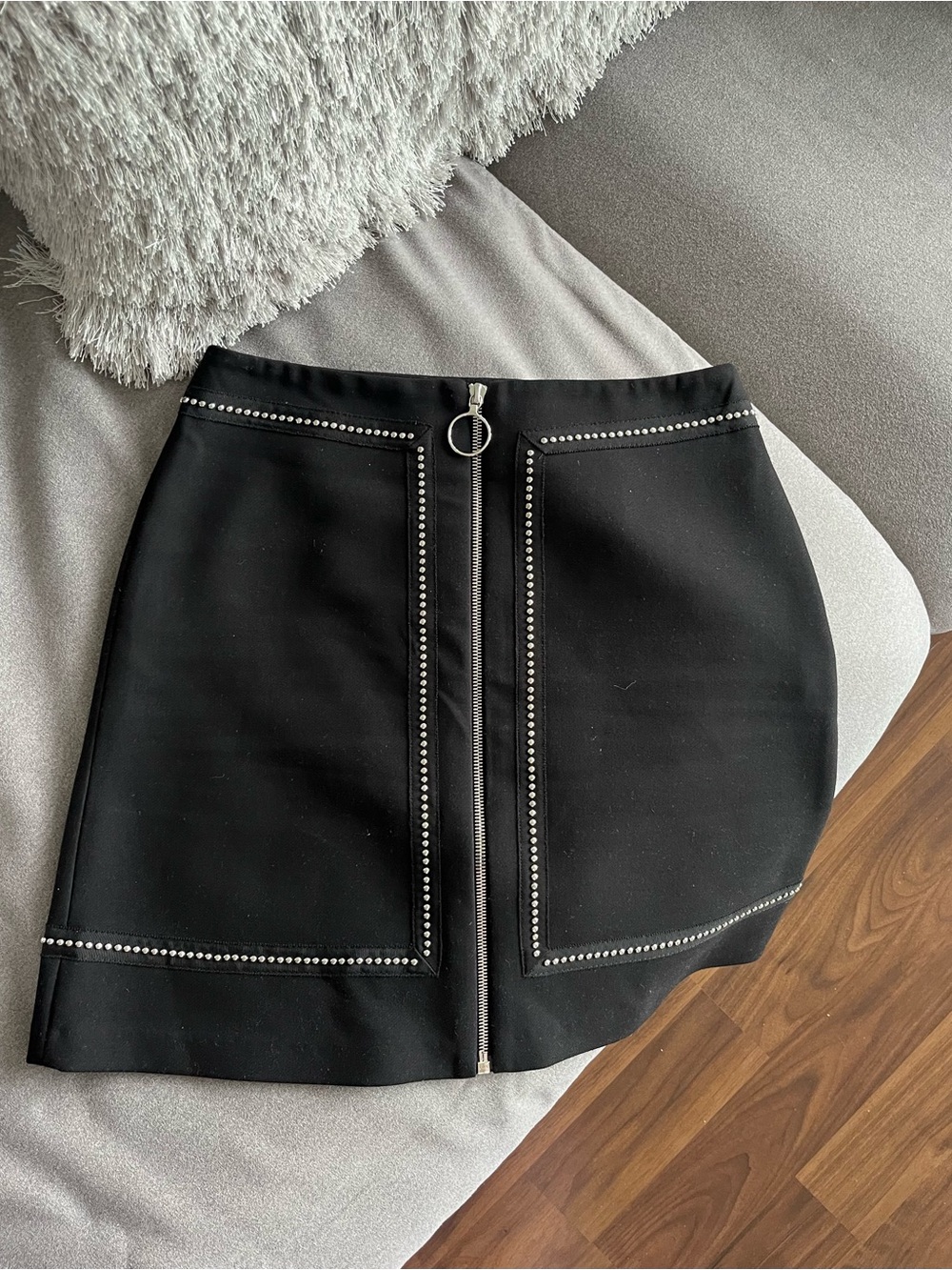 Cute “Maje” Black Mini Skirt with Front Zip